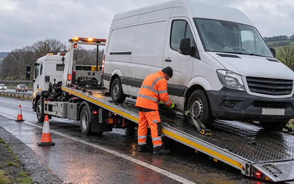 Auction vehicle collection — vehicle recovery and transport illustration