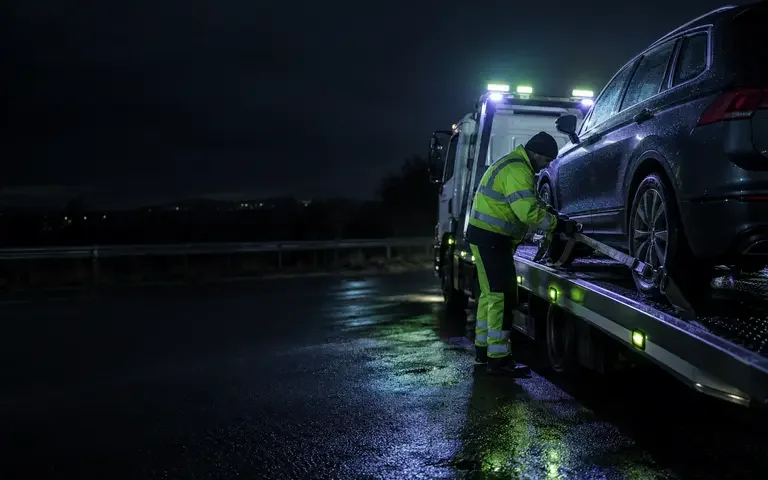 Car recovery — vehicle recovery and transport illustration