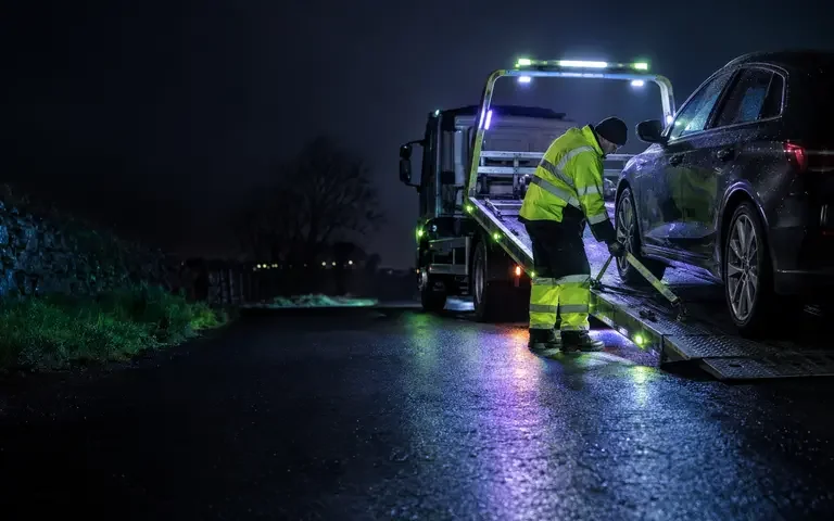 Emergency vehicle recovery — vehicle recovery and transport illustration