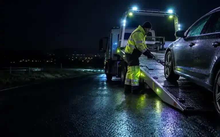 Flatbed recovery — vehicle recovery and transport illustration