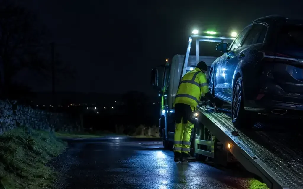 Flood damaged vehicle recovery — vehicle recovery and transport illustration