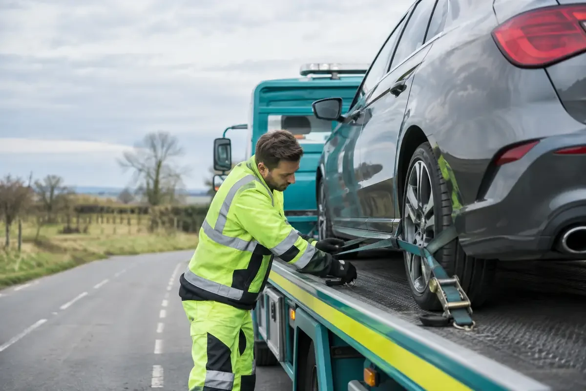 Locked wheel recovery — vehicle recovery and transport illustration